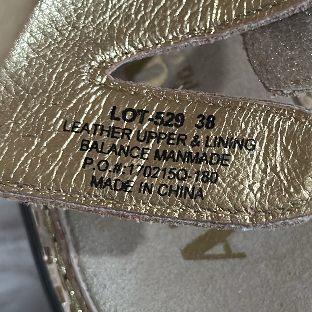 Alegria Dazzler Loti Gold Open Toe Wedge Sandal Slide Sz 38 - Picture 12 of 16